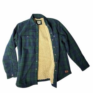 LL Bean Vintage Flannel Shacket Shirt Size Small Slightly Fitted Mens Green